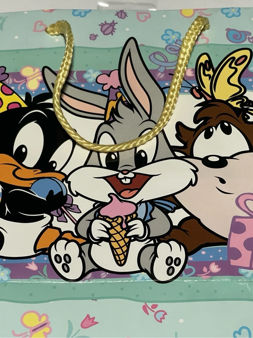 SOLD! Vintage 1997 Baby Looney Tunes Gift Bag - Bugs, Daffy, Taz - Warner Bros